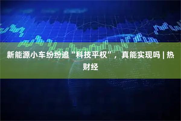 新能源小车纷纷追“科技平权”，真能实现吗 | 热财经